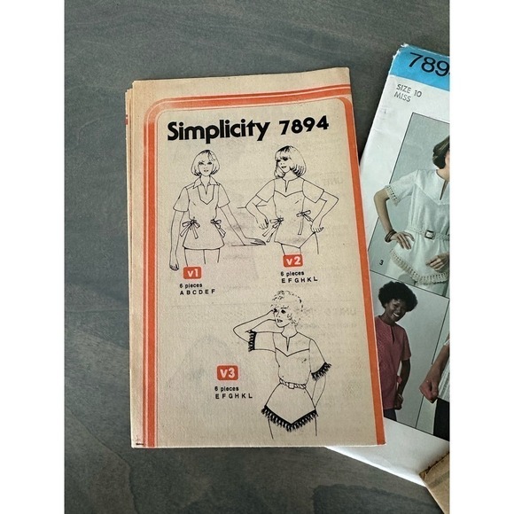 Simplicity Vintage Uncut Misses Jiffy Pullover Tops Size 10 Pattern No 7894 - Picture 6 of 7